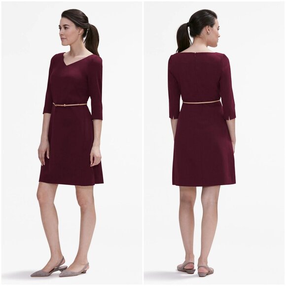 M.M. Lafleur The Alexandra 2.0 Dress in claret dark red size 14 career v-neck - Picture 2 of 10